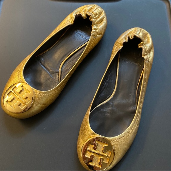 ❌SOLD❌Tory Burch Revas Flats Gold size 8 - Picture 3 of 8